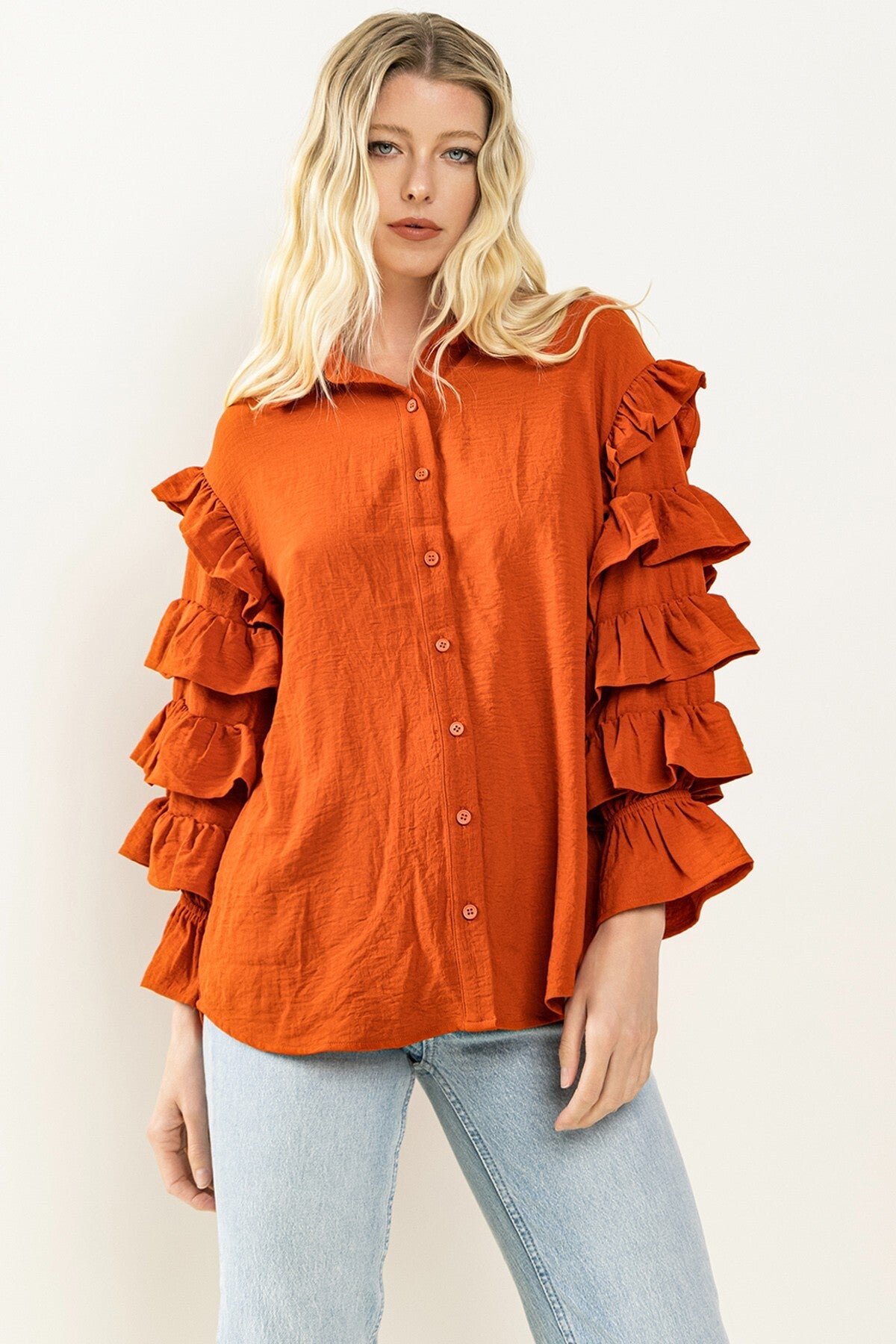 Tiered ruffle best sale sleeve top